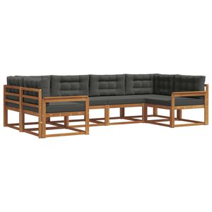 vidaXL Set de canapele de exterior cu pernă 6 pcs Natural și Antracit