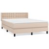 vidaXL Pat box spring cu saltea, cappuccino, 140x190cm piele ecologică