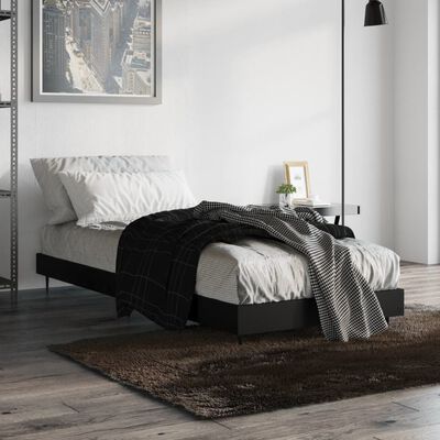 vidaXL Cadru de pat, negru, 75x190 cm, lemn prelucrat
