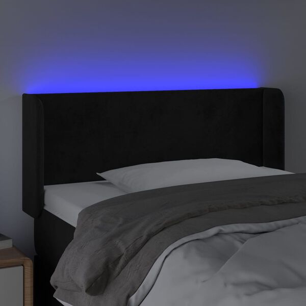 vidaXL Tăblie de pat cu LED, negru, 103x16x78/88 cm, catifea