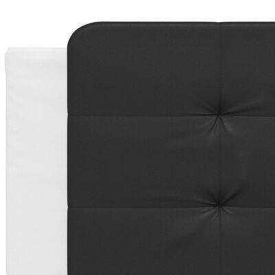 vidaXL Cadru de pat cu lumini LED alb/negru 200x200 cm piele ecologică