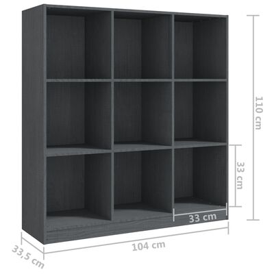 vidaXL Bibliotecă/Separator cameră gri 104x33,5x110 cm lemn masiv pin