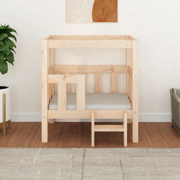 vidaXL Pat pentru c&acirc;ini, 65,5x50,5x70 cm, lemn masiv de pin