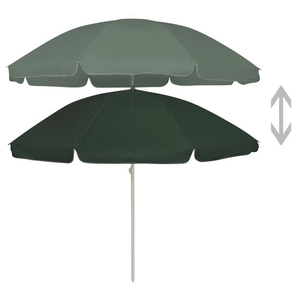 vidaXL Umbrelă de soare de plajă, verde, 240 cm