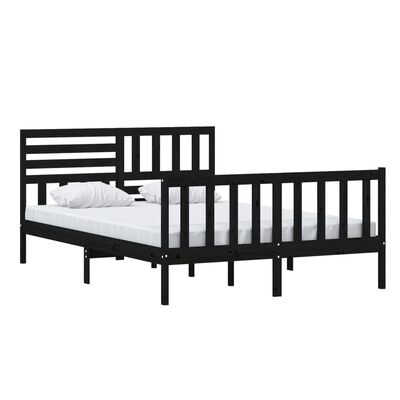 vidaXL Cadru de pat, negru, 140x200 cm, lemn masiv