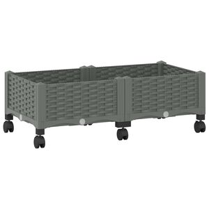 vidaXL Ghiveci de grădină cu roți Gri deschis 80 x 40 x 33 cm PP