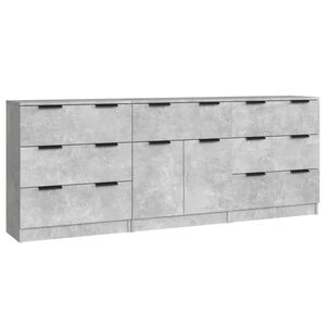 vidaXL Servante, 3 piese, gri beton, lemn prelucrat