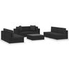 vidaXL Set mobilier de grădină cu perne, 7 piese, negru, poliratan