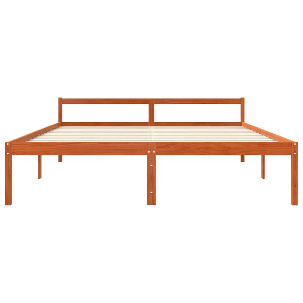 vidaXL Cadru de pat Maroniu cerat 200 x 200 cm Lemn de pin masiv