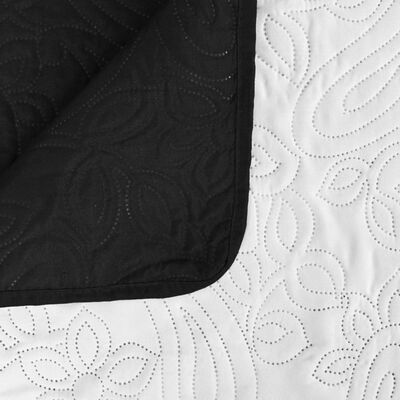 vidaXL Cuvertură matlasată cu două fețe, 170x210 cm, negru și alb