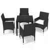 vidaXL Set de masă pentru grădină cu perne, 5 piese, negru, poliratan