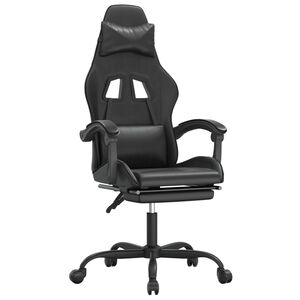 vidaXL Scaun de gaming pivotant/suport picioare negru piele ecologică
