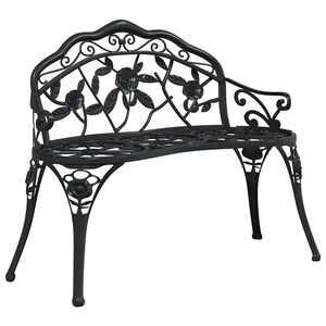 vidaXL Bancă de grădină, negru, 100 cm, aluminiu turnat