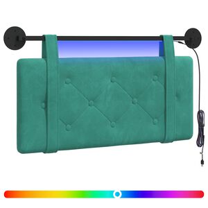 vidaXL Tăblie de pat suspendată Cu lumină LED Turcoaz Catifea