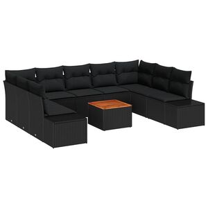 vidaXL Set de canapele pentru grădină 10 pcs Negru
