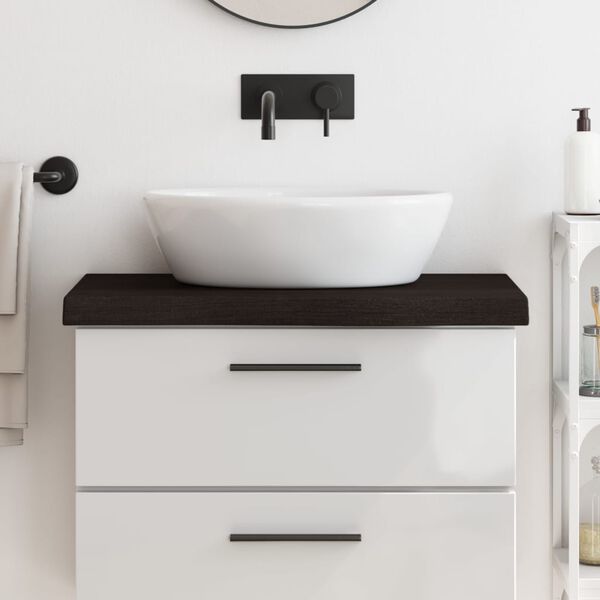 vidaXL Blat de baie, maro &icirc;nchis, 80x30x(2-6) cm, lemn masiv tratat