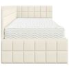 vidaXL Cadru de pat colțar cu saltea cu headboard 2 pcs Crem Catifea