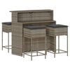 vidaXL Set mobilier bar de grădină, cu perne, 5 piese, gri, poliratan
