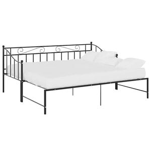 vidaXL Cadru pat canapea extensibilă, negru, 90x200 cm, metal