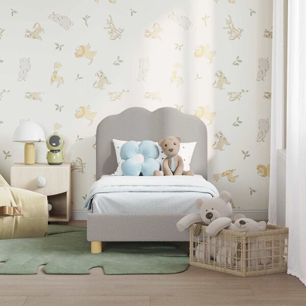 vidaXL Cadru de pat pentru copii cu spătar Gri deschis 70 x 140 cm