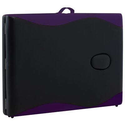 vidaXL Masă pliabilă de masaj, 2 zone, negru și violet, aluminiu