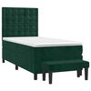 vidaXL Pat box spring cu saltea, verde &icirc;nchis, 90x190 cm, catifea