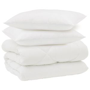 vidaXL Duvet de iarnă cu pernă 3 pcs Alb Microfibră