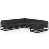 vidaXL Set mobilier grădină cu perne, 8 piese, negru, lemn masiv pin