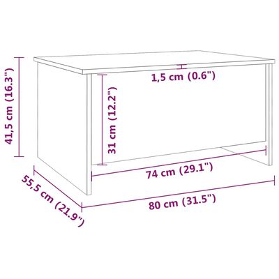 vidaXL Măsuță de cafea, gri beton, 80x55,5x41,5 cm, lemn prelucrat