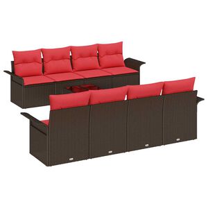 vidaXL Set de canapele pentru grădină 9 buc. Maro poliratan