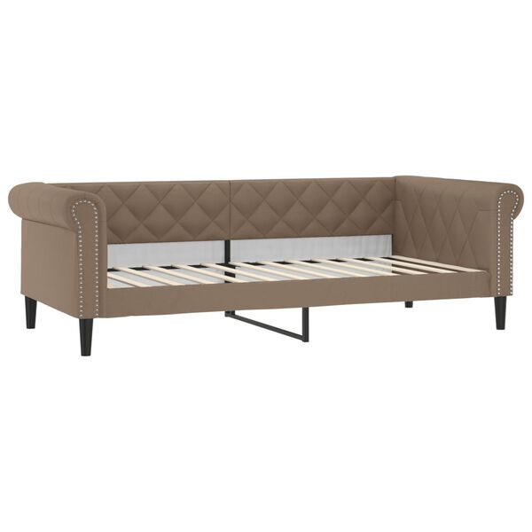 vidaXL Pat de zi cu extensie și saltele cappuccino 90x200 cm piele eco