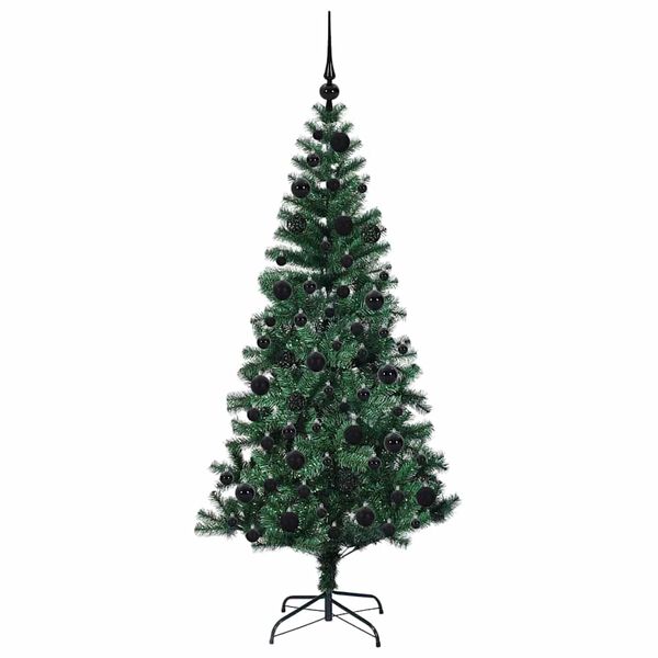 vidaXL Pom de Crăciun artificial pre-iluminat cu 300 LED Verde 180 cm