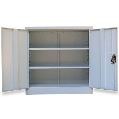 vidaXL Dulap de birou cu 2 uși, gri, 90 cm, oțel