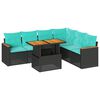 vidaXL Set canapele de grădină cu perne, 7 piese, negru, poliratan