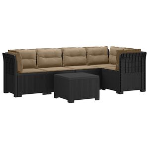 vidaXL Sofa de grădină cu 5 locuri cu perne aspect rattan PP Antracit