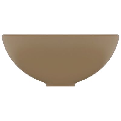 vidaXL Chiuvetă baie lux, crem mat, 32,5x14 cm, ceramică, rotund