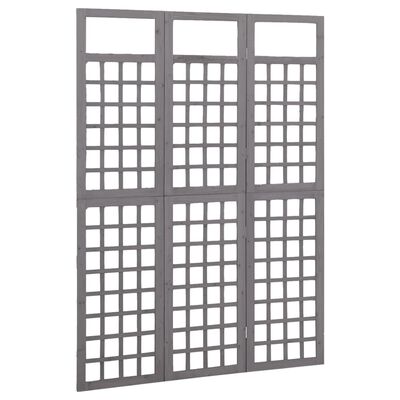 vidaXL Separator cameră cu 3 panouri, gri, 121x180 cm nuiele lemn brad