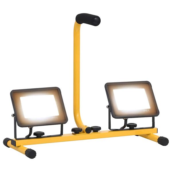 vidaXL Proiector LED cu m&acirc;ner, 2x30 W, alb cald