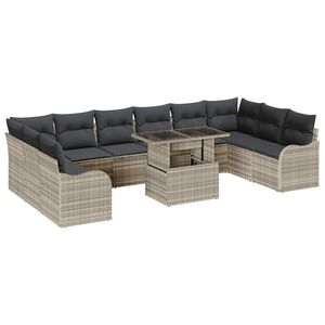 vidaXL Set de canapele pentru grădină 11 pcs Gri deschis Rattan poli