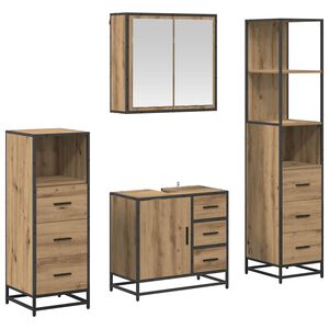 vidaXL Set de mobilier pentru baie cu sertar 4 pcs Stejar Artizanal