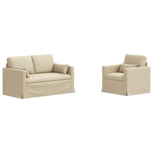 vidaXL Set de canapea 2 buc. Crem țesătură