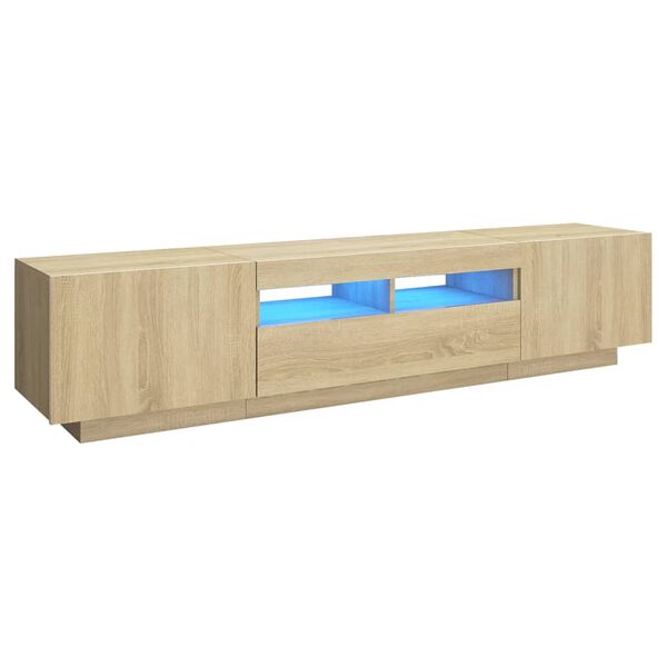 vidaXL Comodă TV cu lumini LED, stejar sonoma, 180x35x40 cm