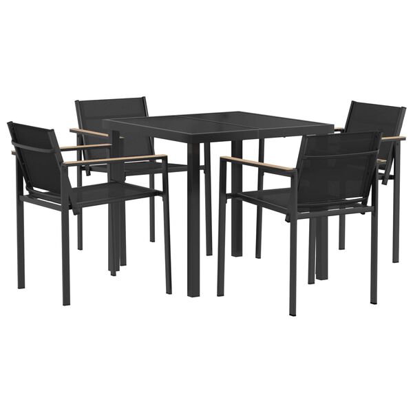 vidaXL Set de Mobilier pentru Exterior 5 pcs Negru și antracit