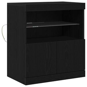 vidaXL Bufet LED Negru 60,5 x 37 x 67 cm Lemn compozit