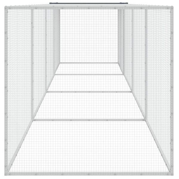 vidaXL Coteț pui cu acoperiș, antracit, 403x98x90 cm, oțel galvanizat