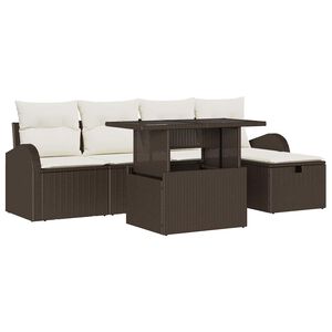 vidaXL Set de canapele pentru grădină cu pernă 6 pcs Maro Rattan poli