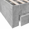 vidaXL Cadru de pat cu sertare, gri beton, 135x190 cm, lemn prelucrat