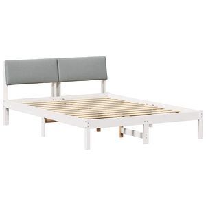 vidaXL Cadru de pat Alb și gri deschis 160 x 200 cm Lemn masiv de pin