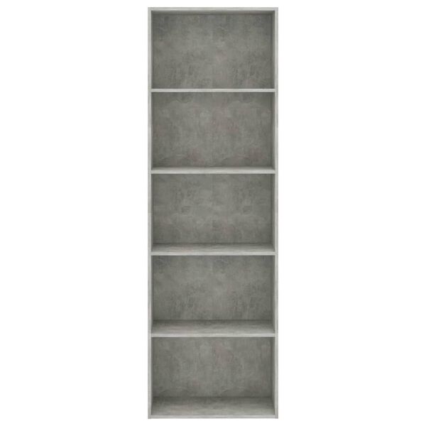 vidaXL Bibliotecă cu 5 rafturi gri beton, 60x30x189 cm, lemn prelucrat