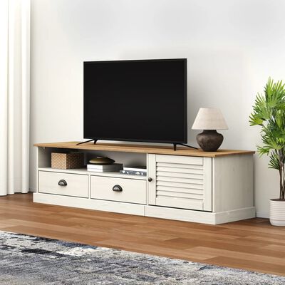 vidaXL Comodă TV VIGO, alb, 156x40x40 cm, lemn masiv de pin